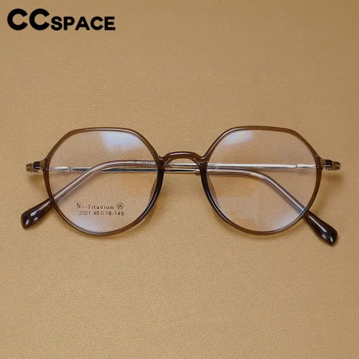 CCSpace Unisex Full Rim Round Tr 90 Titanium Eyeglasses 57100 Full Rim CCspace   