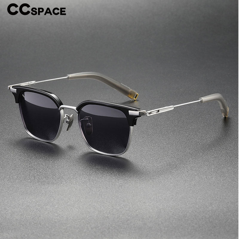 CCSpace Men's Full Rim Square Titanium Acetate Polarized Sunglasses 56249 Sunglasses CCspace Sunglasses   