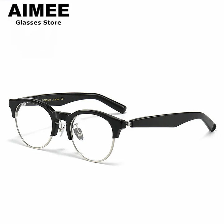 Aimee Unisex Full Rim Round Titanium Acetate Eyeglasses 1392 Full Rim Aimee   