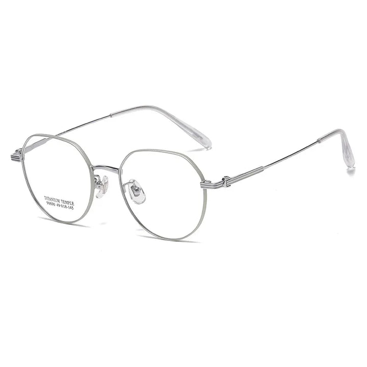 Momoja Women's Full Rim Flat Top Polygon Titanium Eyeglasses 98690