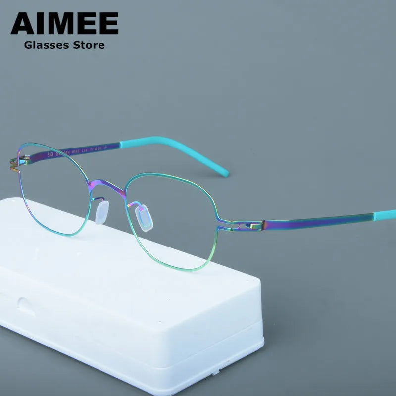 Aimee Women's Full Rim Square Oval Screwless Steel Eyeglasses 13547 Full Rim Aimee Mulit  