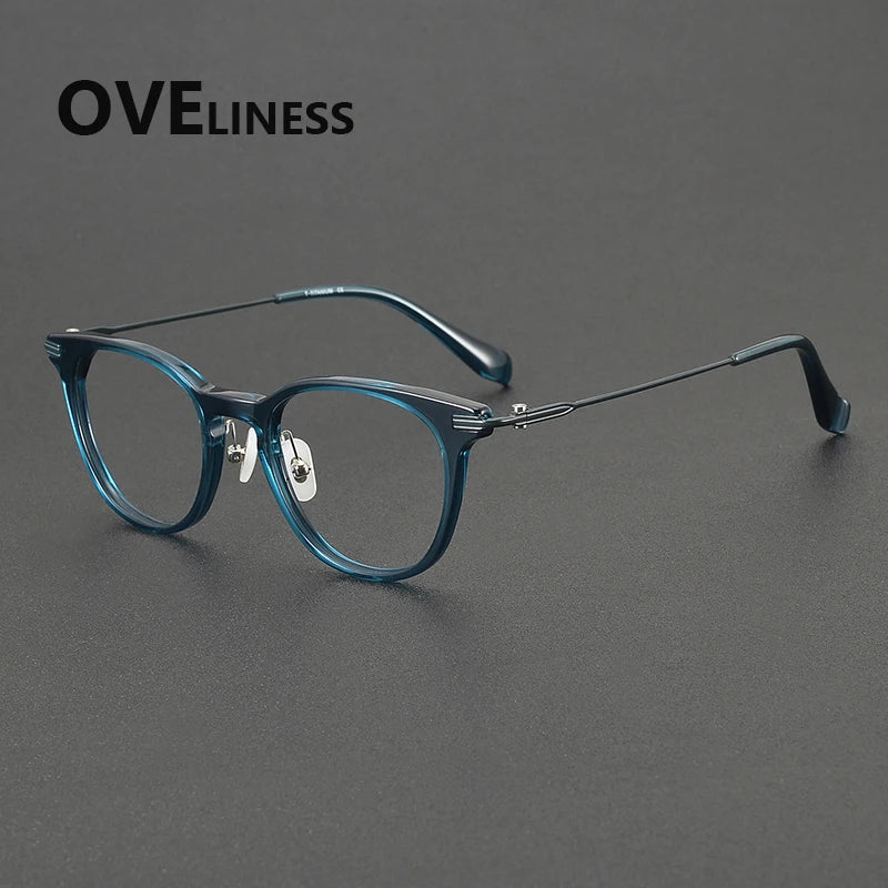 Oveliness Unisex Full Rim Oval Square Acetate Titanium Eyeglasses 90002