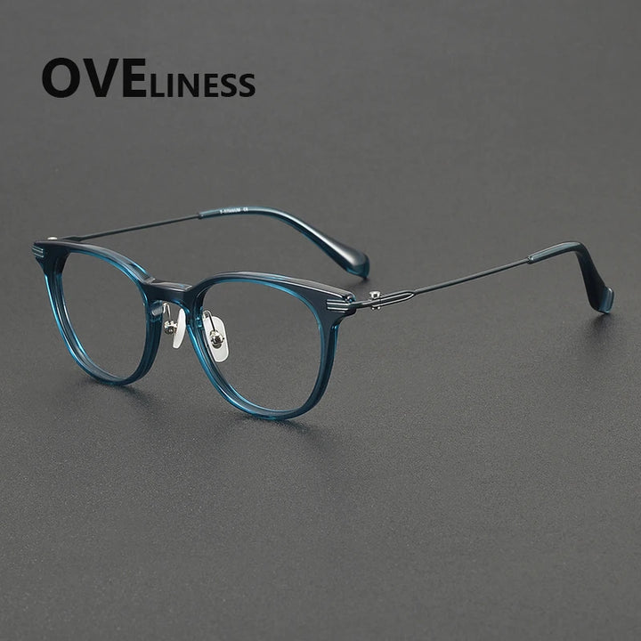 Oveliness Unisex Full Rim Oval Square Acetate Titanium Eyeglasses 90002
