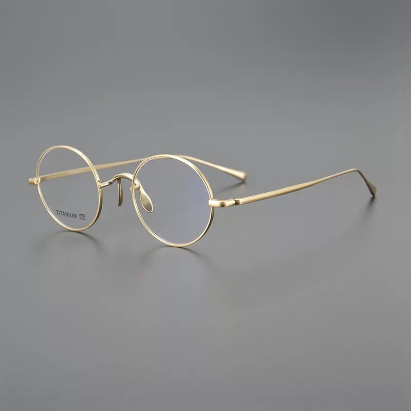Gatenac Unisex Full Rim Round Titanium Eyeglasses Gxyj1064 Full Rim Gatenac Gold  