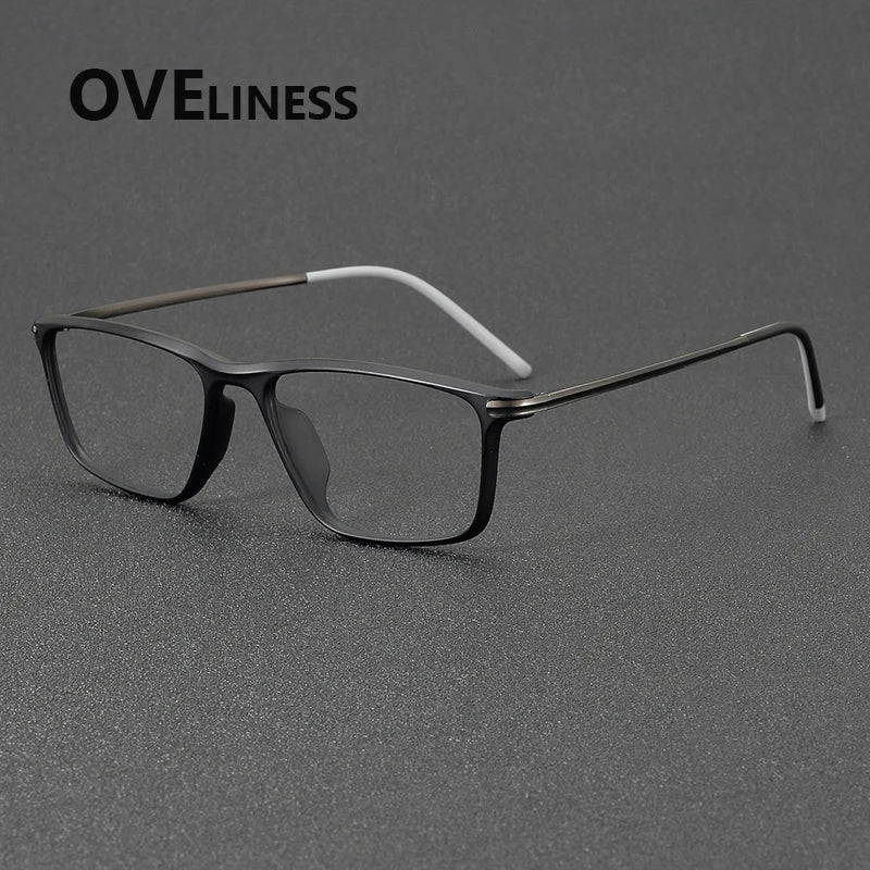 Oveliness Unisex Full Rim Square Acetate Titanium Eyeglasses 72350 Full Rim Oveliness matt black