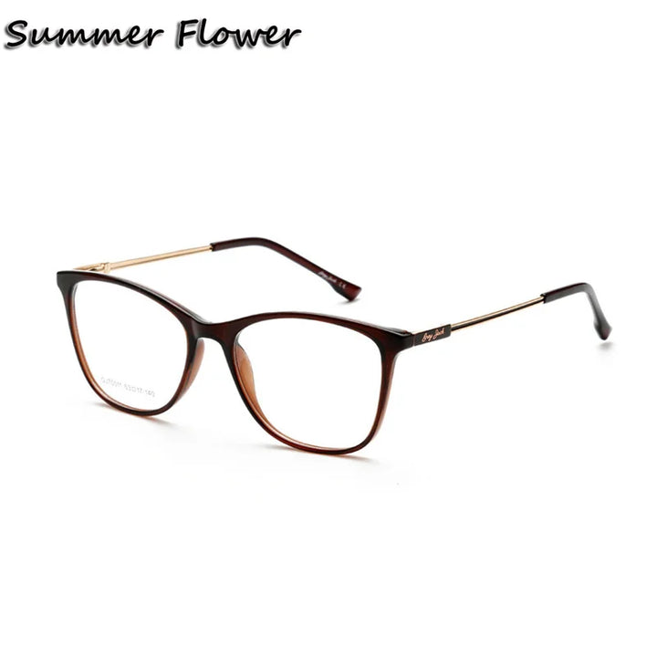 Summer Flower Women's Full Rim Square Cat Eye Tr 90 Titanium Eyeglasses 70011