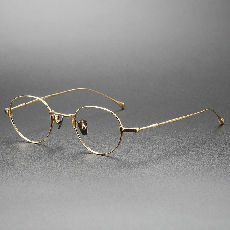 Aimee Unisex Full Rim Round Titanium Eyeglasses 1353 Full Rim Aimee Golden  