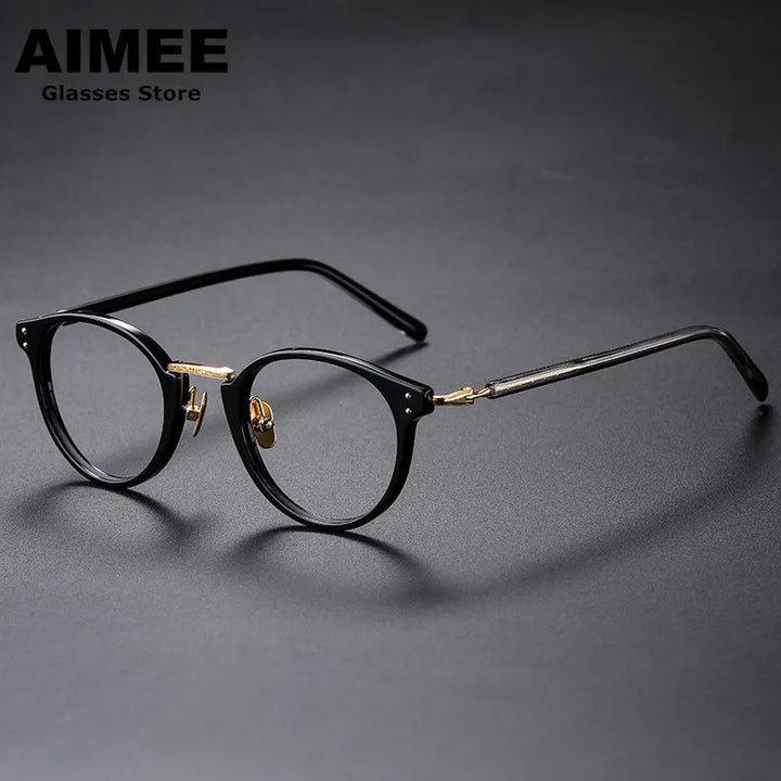 Aimee Women's Full Rim Oval Square Acetate Titanium Eyeglasses 541819