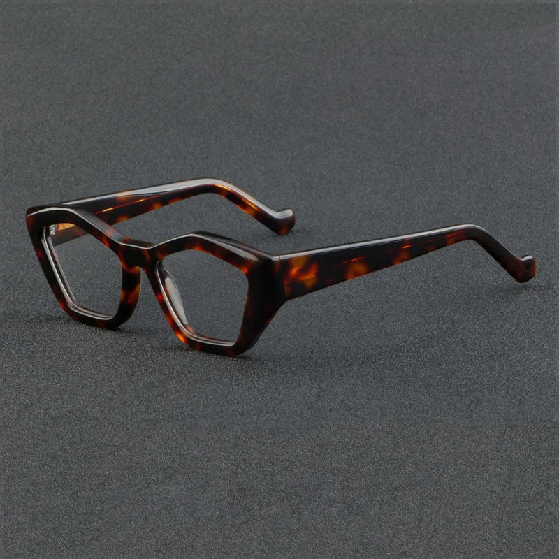 Hewei Unisex Full Rim Square Cat Eye Thick Acetate Eyeglasses 882214 Full Rim Hewei tortoise  