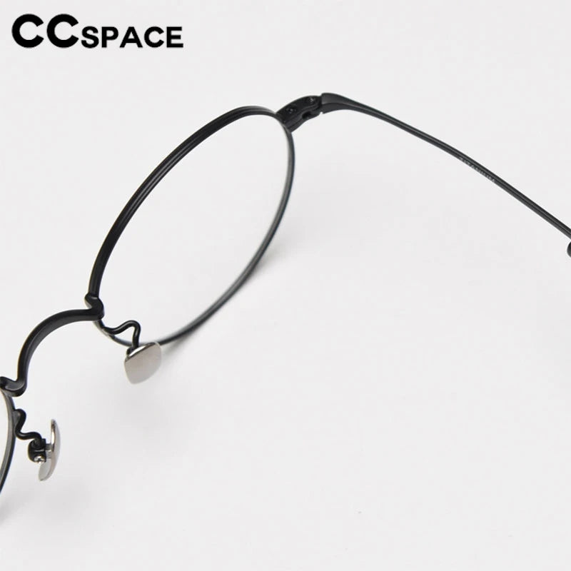 CCspace Unisex Full Rim Round Titanium Eyeglasses 300779 Full Rim CCSpace   