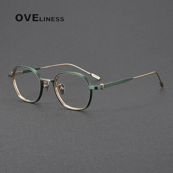 Oveliness Unisex Full Rim Oval Square Titanium Eyeglasses 4919 Full Rim Oveliness green rose gold  