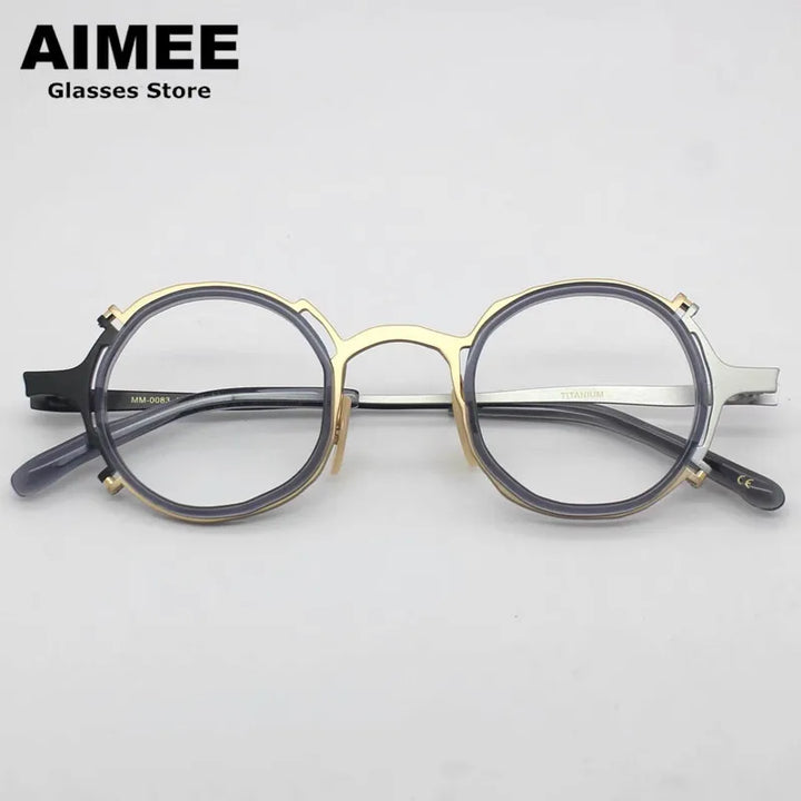 Aimee Unisex Full Rim Round Titanium Acetate Eyeglasses 4483 Full Rim Aimee   