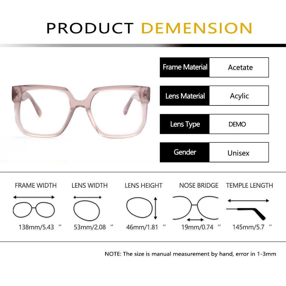 Esnbie Women's Full Rim Square Brow Line Acetate Eyeglasses 240901
