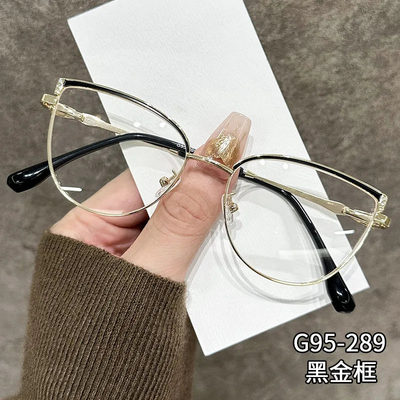 Zirosat Women's Full Rim Square Cat Eye Alloy Eyeglasses 59289
