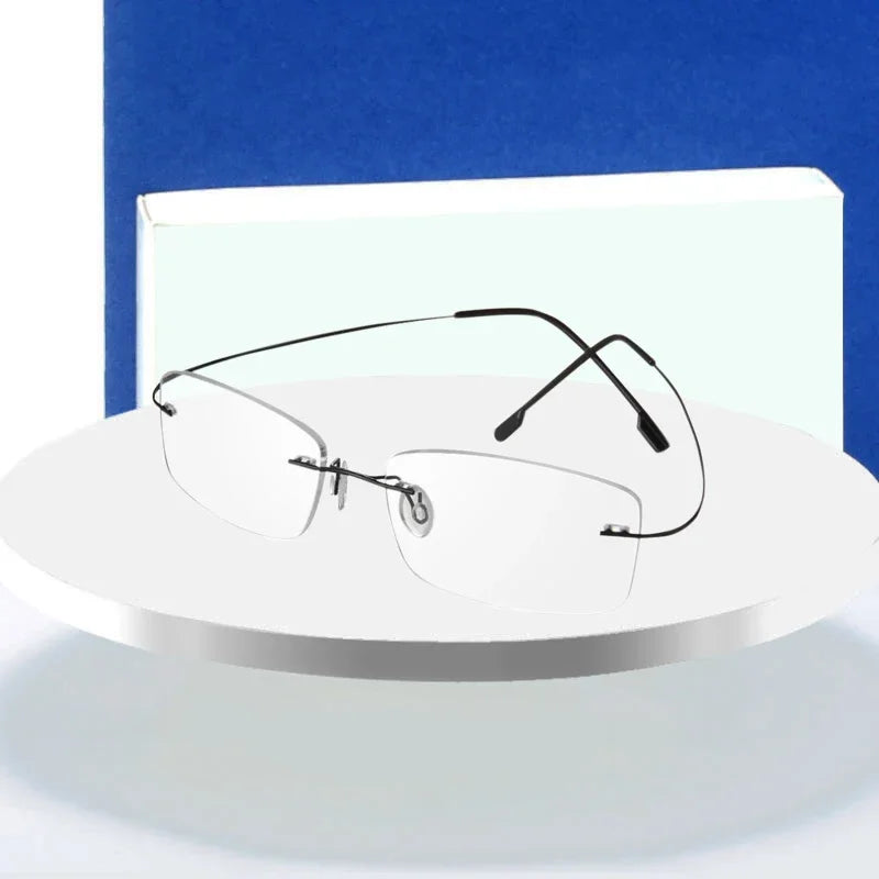 Handoer Unisex Rimless Square Titanium Prescription Eyeglasses 861 - view 2