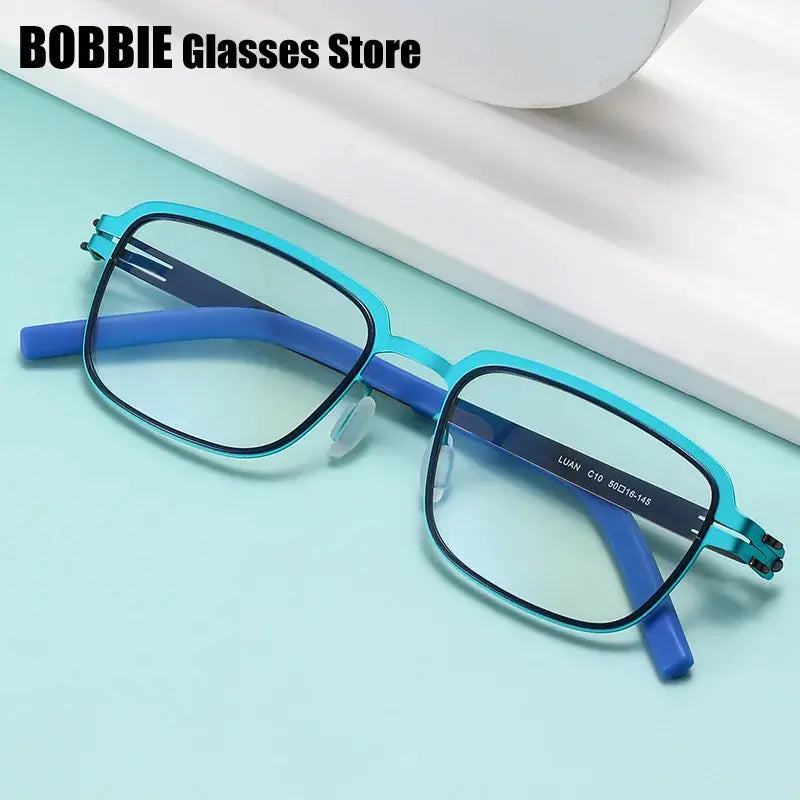 Bobbie 501638 Full Rim Unisex Square Stainless Steel Frames FuzWeb