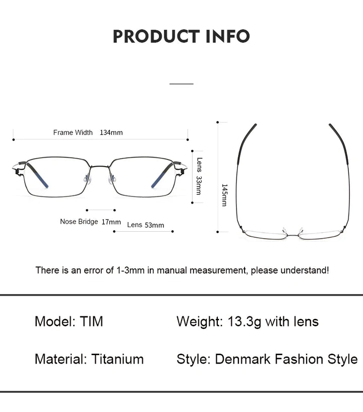 Aimee Unisex Full Rim Square Screwless Titanium Eyeglasses 20911 Full Rim Aimee   