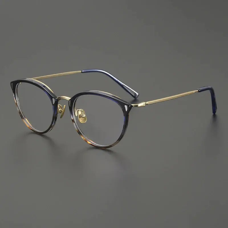 Gatenac Unisex Full Rim Oval Round Acetate Titanium Eyeglasses 679452 FuzWeb