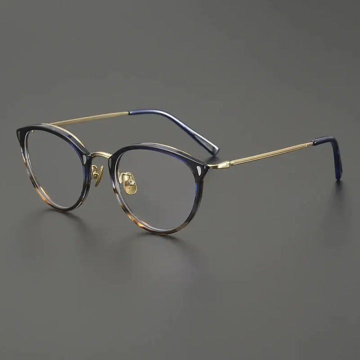 Gatenac Unisex Full Rim Oval Round Acetate Titanium Eyeglasses 679452 FuzWeb