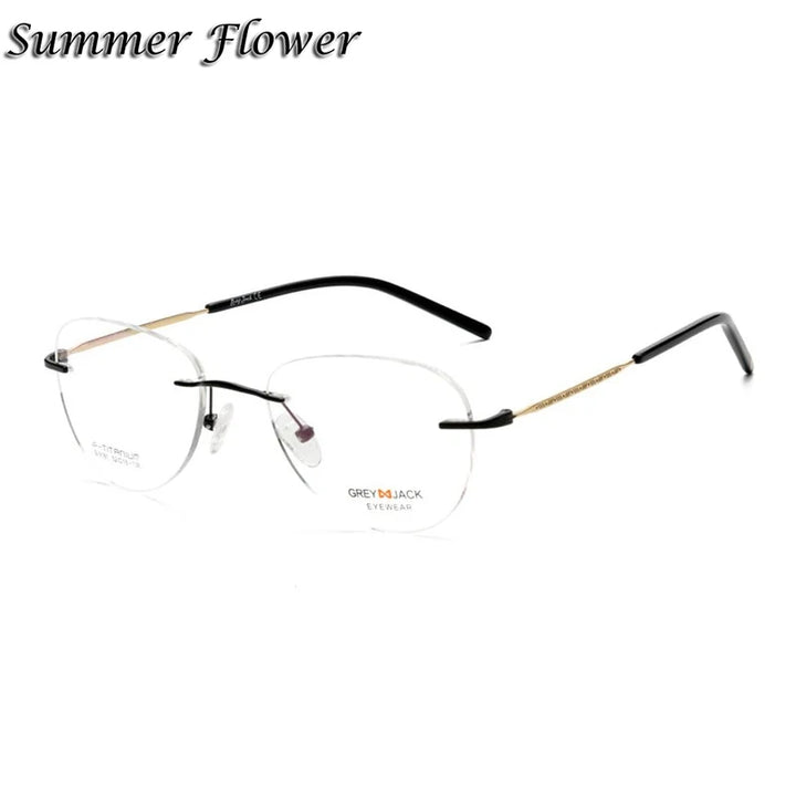 Summer Flower Women's Rimless Oval Round Steel Eyeglasses 91811