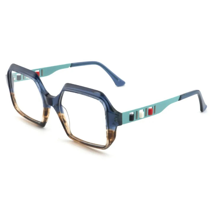 Hewei Unisex Full Rim Rectangular Acetate Eyeglasses 923077