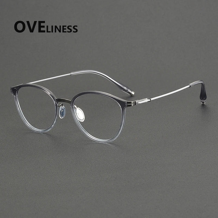 Oveliness Unisex Full Rim Oval Round Acetate Titanium Eyeglasses 22501