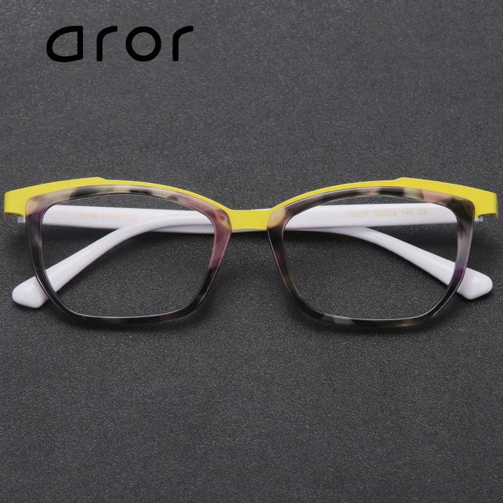 Aror Unisex Full Rim Square Cat Eye Acetate Alloy Eyeglasses 76827