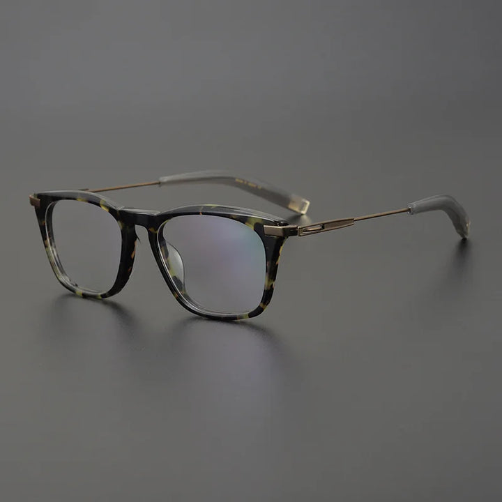 Black Mask Unisex Full Rim Square Acetate Titanium Eyeglasses D403 Full Rim Black Mask Tortoise  