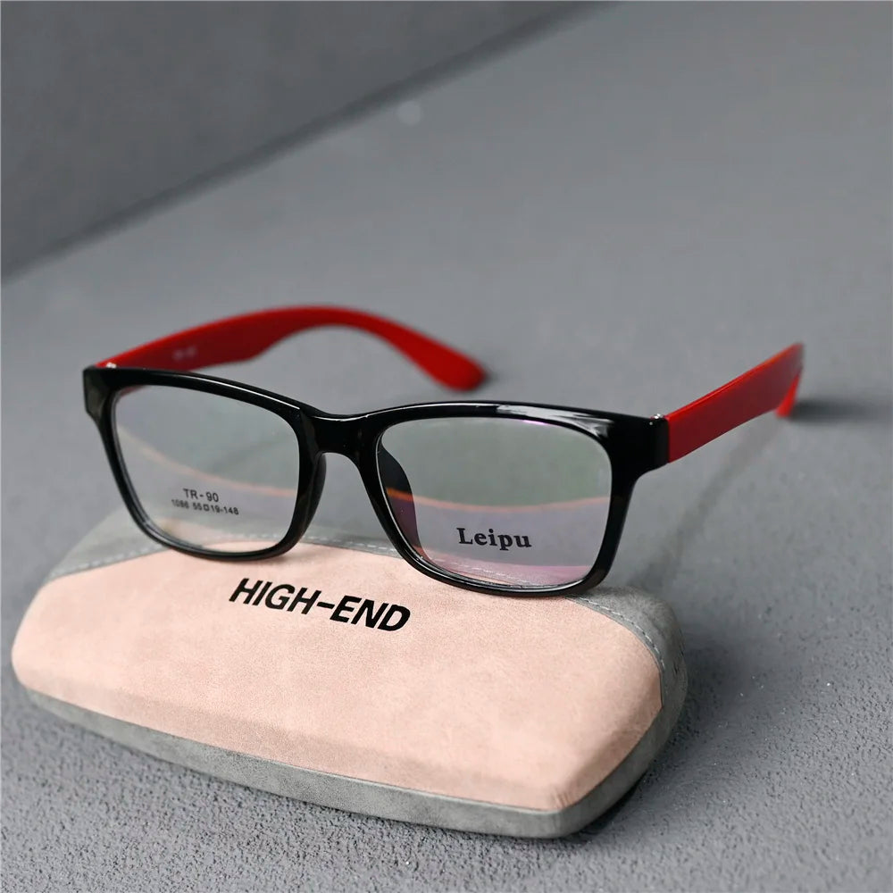 Cubojue Unisex Full Rim Square Tr 90 Titanium Reading Glasses 14819 Reading Glasses Cubojue anti blue light 0 black red