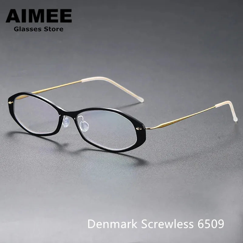 Aimee Women's Full Rim Oval Screwless Titanium Acetate Eyeglasses 6509 Full Rim Aimee   