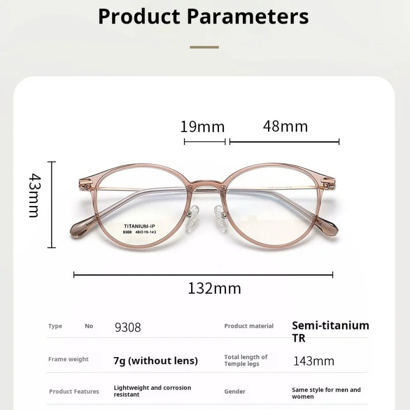 Momoja Women's Full Rim Oval Round Tr 90 Titanium Eyeglasses 739308