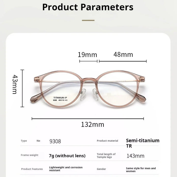 Momoja Women's Full Rim Oval Round Tr 90 Titanium Eyeglasses 739308