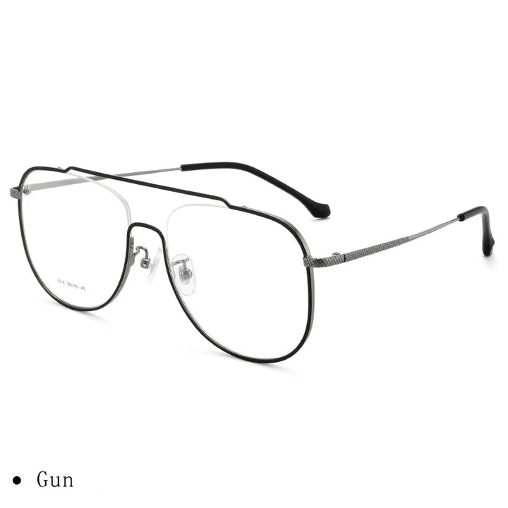 Hdcrafter Unisex Full Rim Square Alloy Eyeglasses 2318 Full Rim Hdcrafter Eyeglasses Black-Gun  