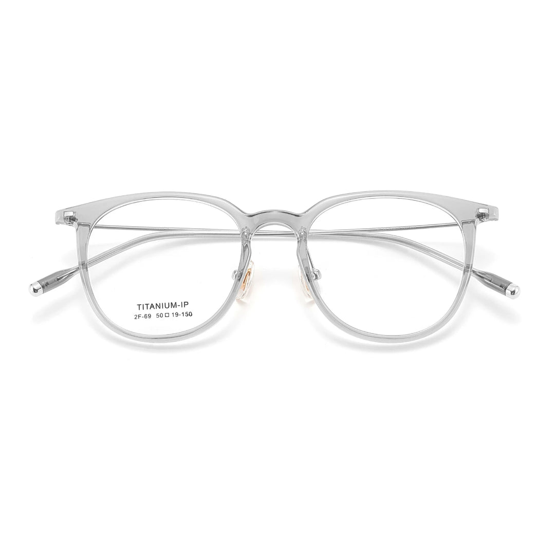 Yimaruili Unisex Full Rim Round Tr 90 Titanium Eyeglasses 236699