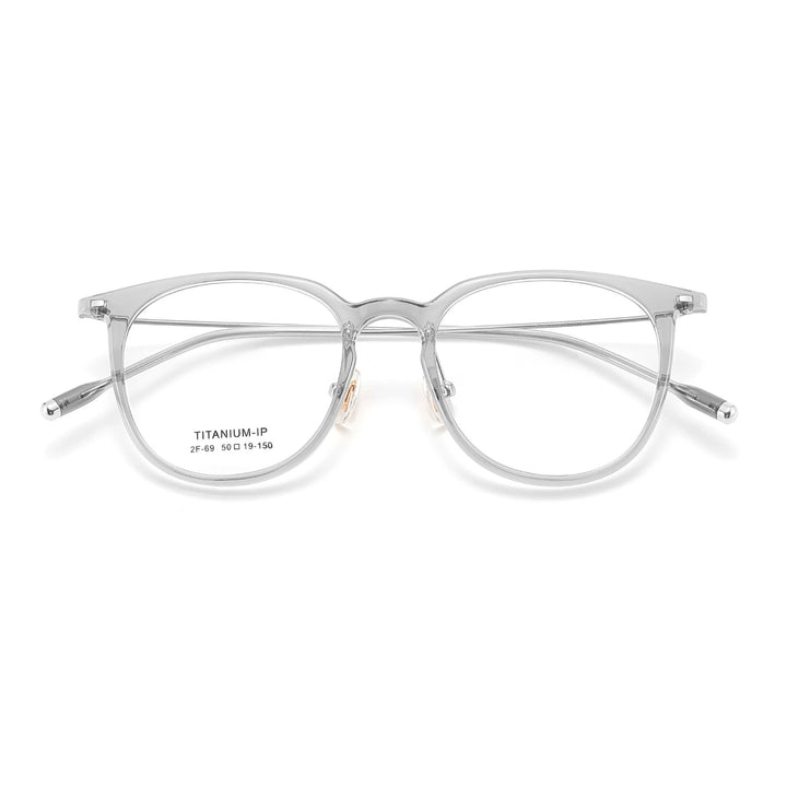 Yimaruili Unisex Full Rim Round Tr 90 Titanium Eyeglasses 236699