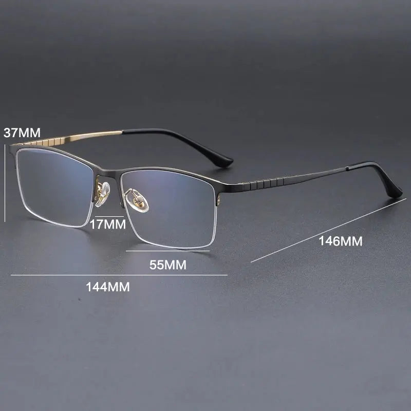 Gatenac Men's Semi Rim Square Titanium Eyeglasses 745002 FuzWeb