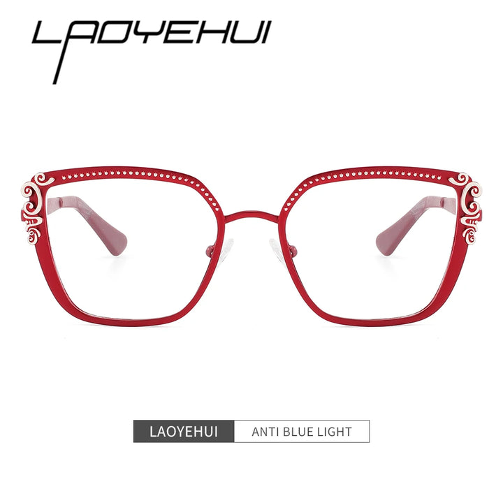 Laoyehui Women's Full Rim Square Cat Eye Alloy Reading Glasses 8776 Reading Glasses Laoyehui   