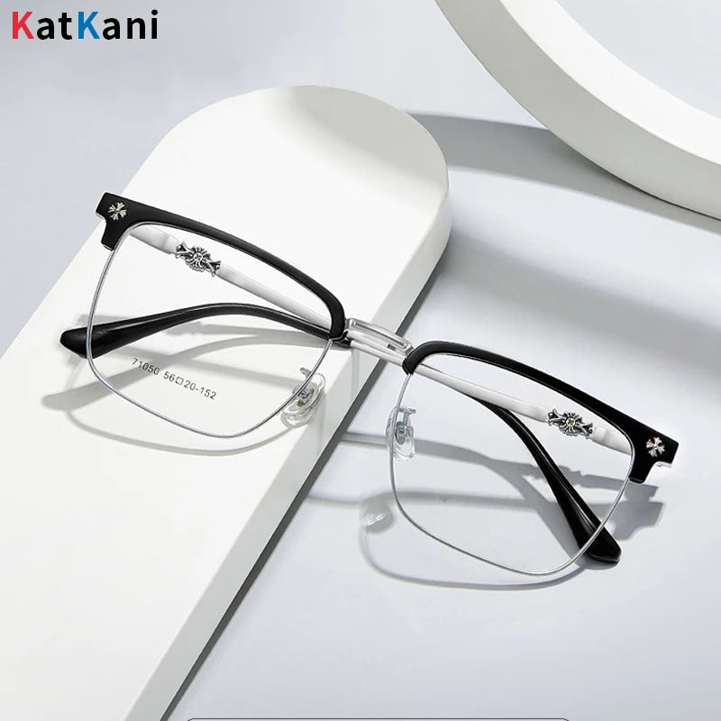 KatKani Unisex Full Rim Square Tr 90 Alloy Eyeglasses 71050 Full Rim KatKani Eyeglasses   