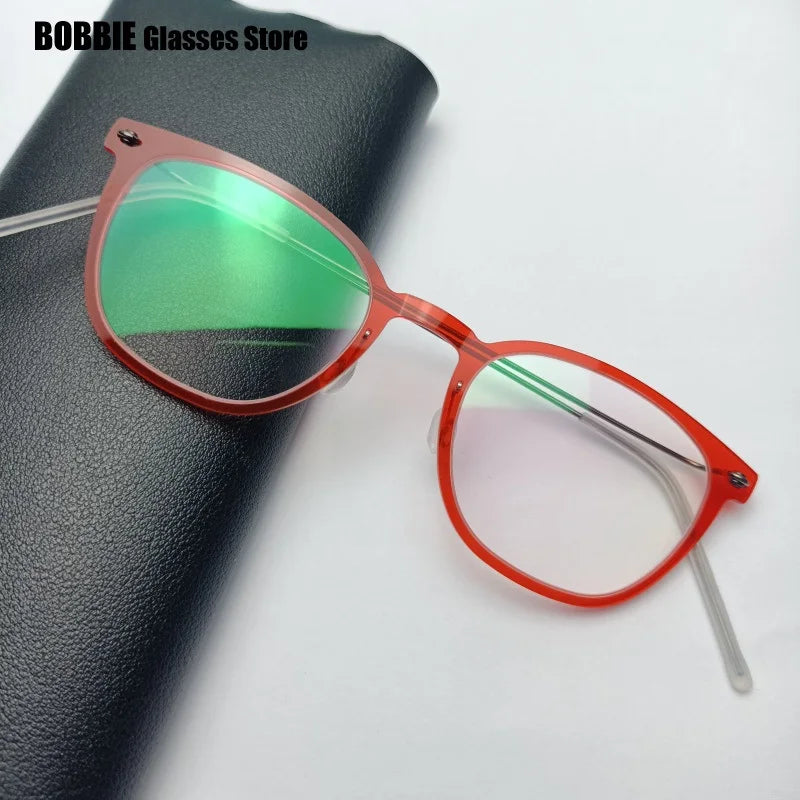 Bobbie Unisex Full Rim Square Acetate Titanium Eyeglasses 596609