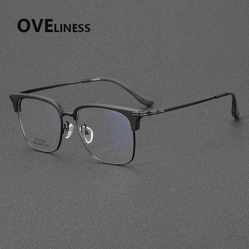 Oveliness Unisex Full Rim Big Square Acetate Titanium Eyeglasses 32009