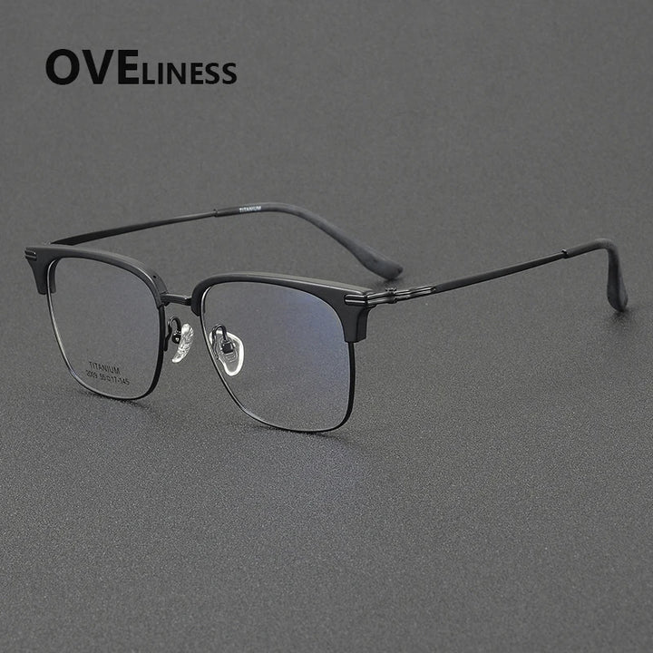 Oveliness Unisex Full Rim Big Square Acetate Titanium Eyeglasses 32009