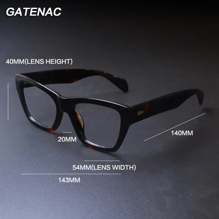 Gatenac Unisex Full Rim Square Acetate Eyeglasses Gxyj-1177 Full Rim Gatenac   