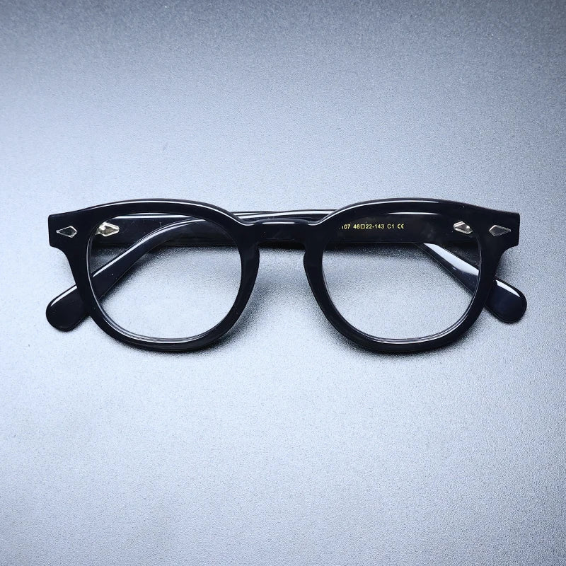 Gatenac Unisex Full Rim Round Acetate Optional Clip On Sunglasses 1237 Clip On Sunglasses Gatenac Black  