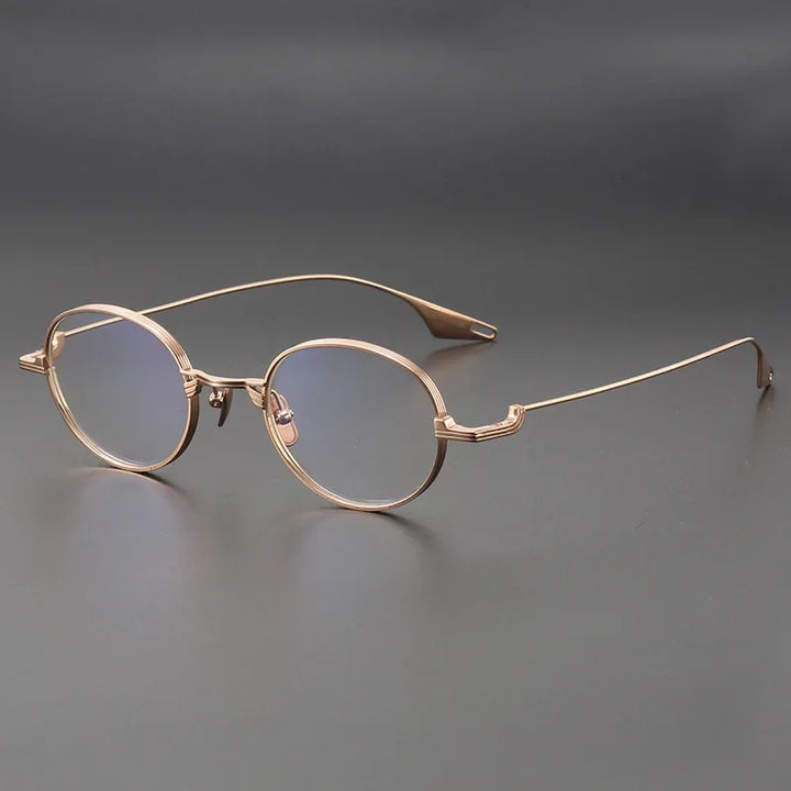 Aror Unisex Full Rim Oval Round Titanium Eyeglasses 14222 Full Rim Aror Rose gold