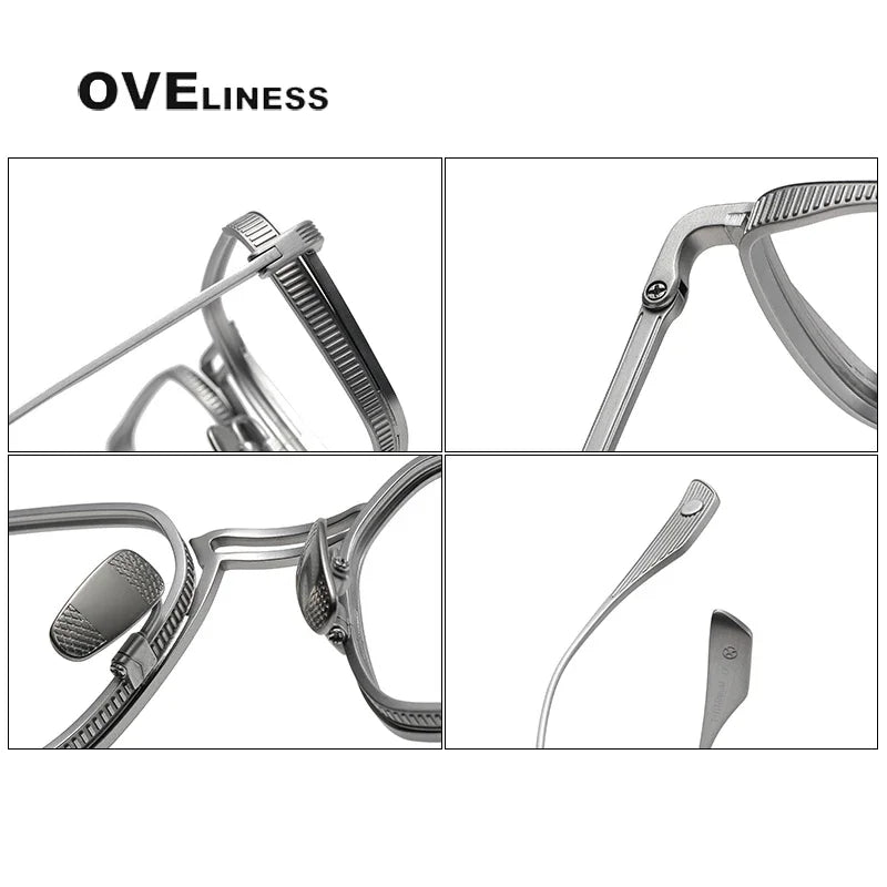 Oveliness Unisex Full Rim Square Double Bridge Titanium Eyeglasses O0125 Full Rim Oveliness   