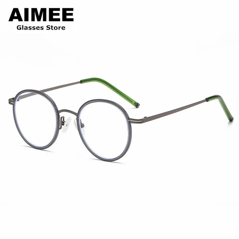 Aimee Unisex Full Rim Round Titanium Acetate Eyeglasses 6007 Full Rim Aimee   