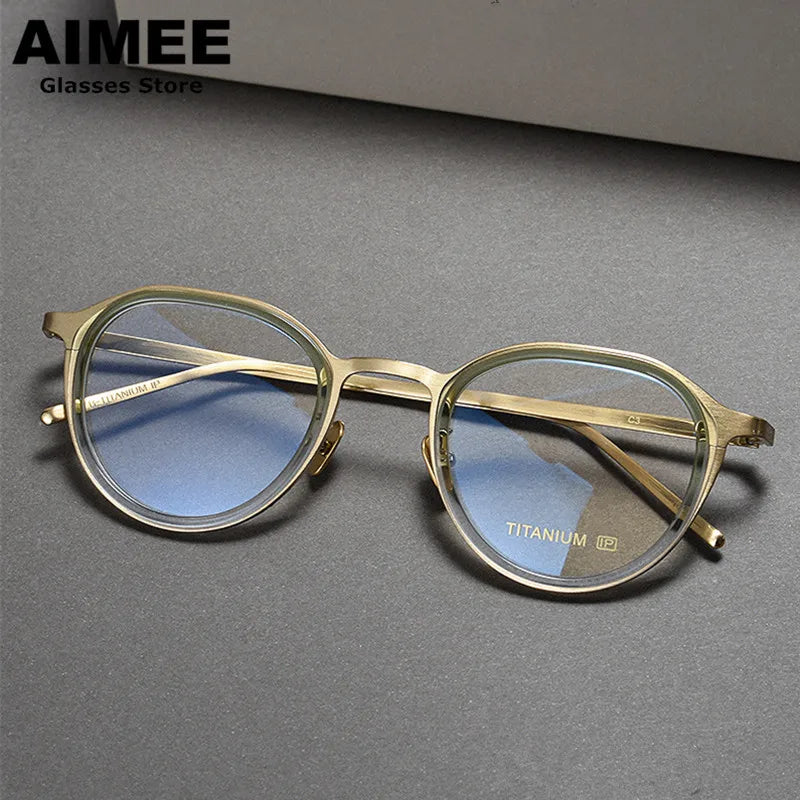 Aimee Unisex Full Rim Flat Top Oval Titanium Acetate Eyeglasses 10628 Full Rim Aimee   