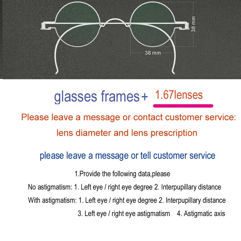 Yujo Unisex Full Rim Round Stainless Steel Custom Eyeglasses Y4042 Full Rim Yujo 167 38 CHINA 