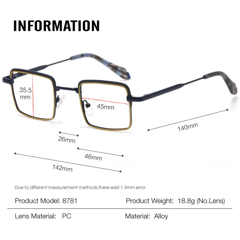 Muzz Unisex Full Rim Square Acetate Titanium Eyeglasses 87814