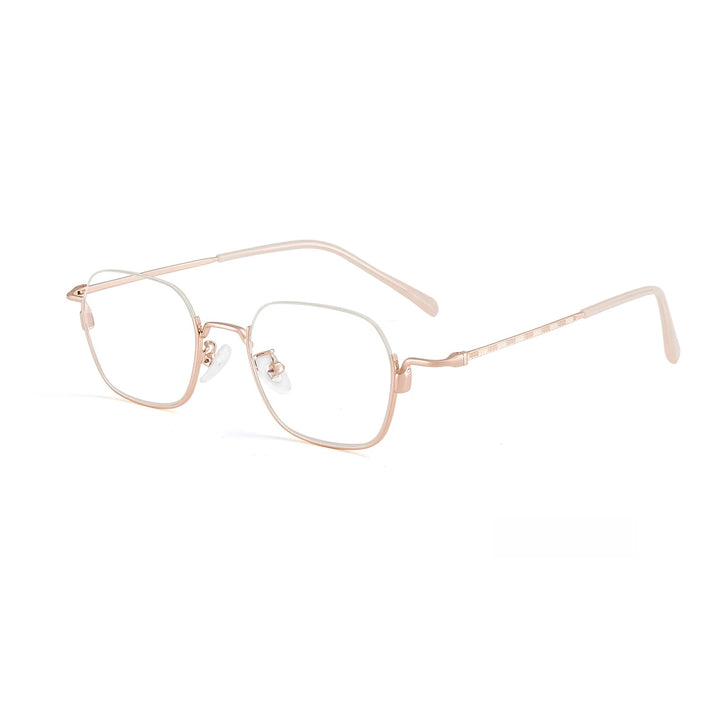 Yimaruili Unisex Bottom Semi Rim Square Alloy Eyeglasses 34907